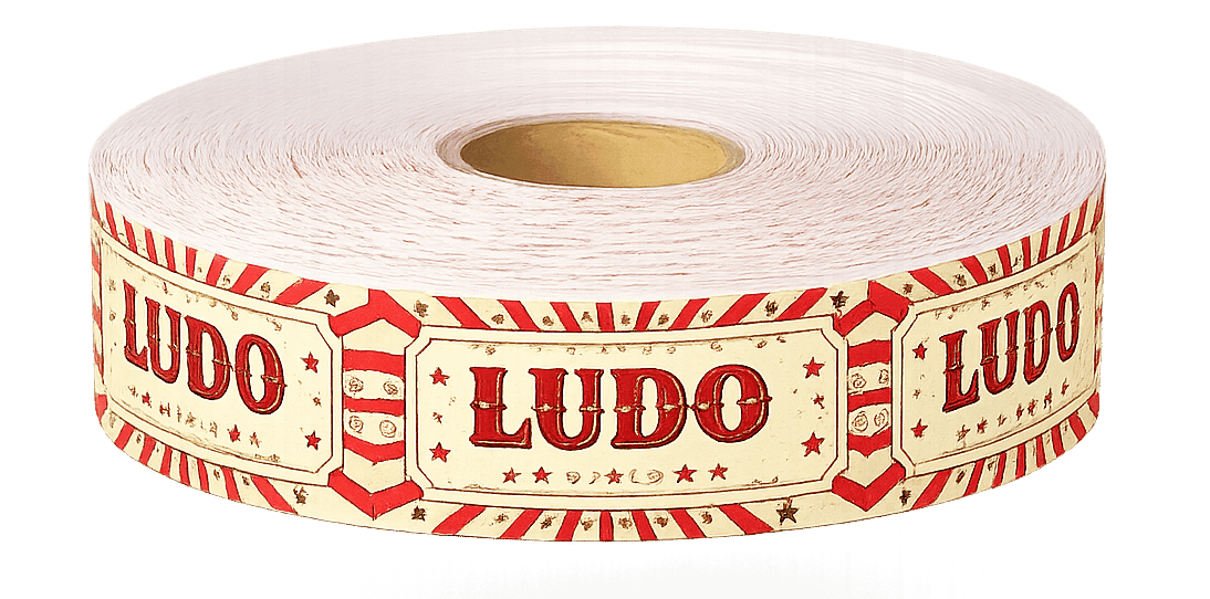 Ludo branded paper ticket roll — tokens, credits, and passes